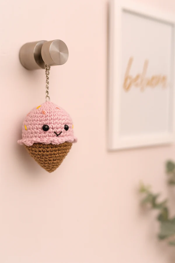 Ice-Cream Crochet Keychain