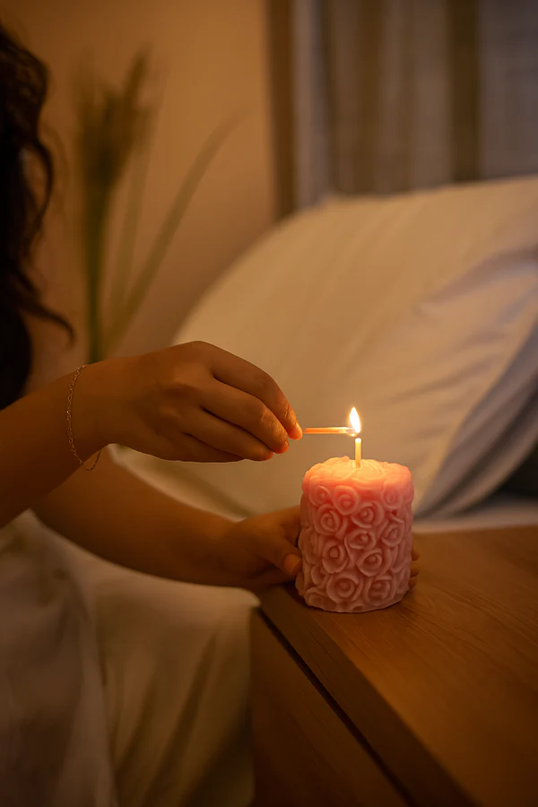 Rose Pillar Scented Candle