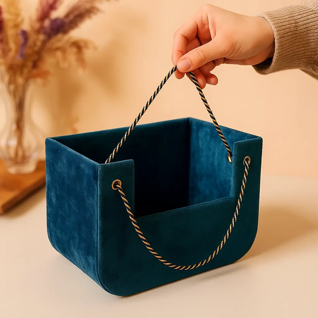Velvet Basket with Thread Handle