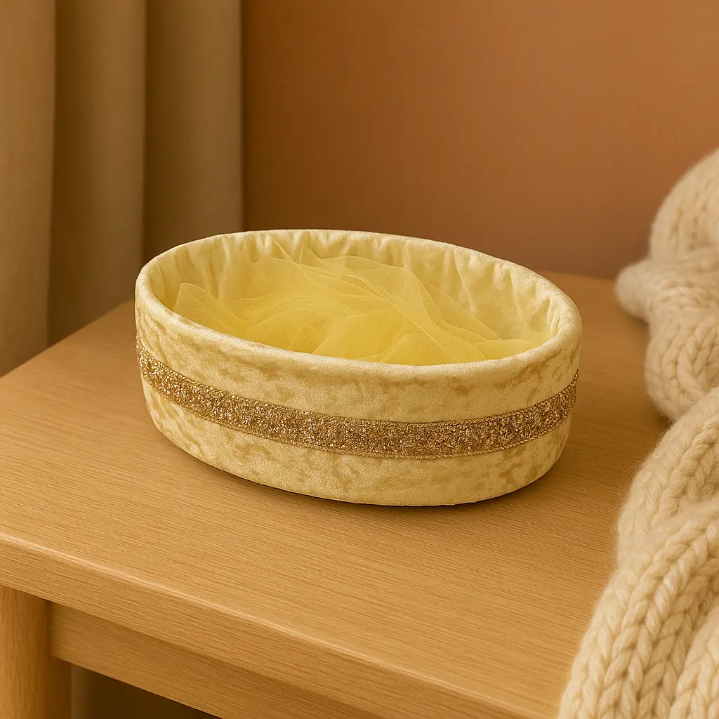 Velvet Oval Basket With Net