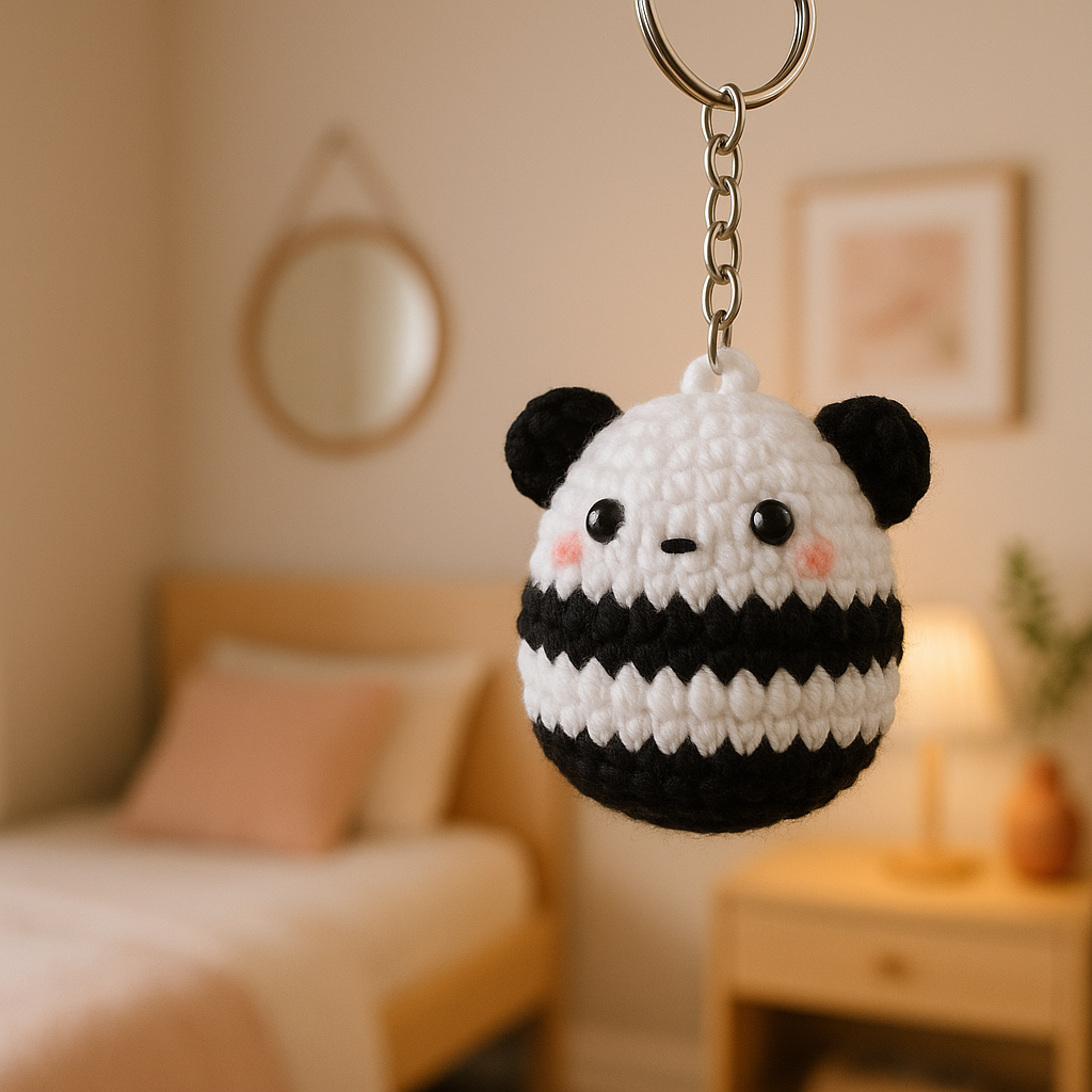 Panda Crochet Keychain