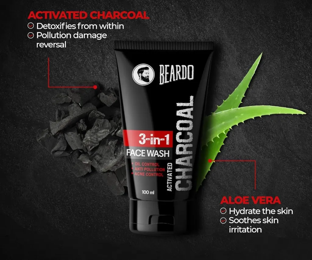 BEARDO 3-in-1 Charcoal Face Wash