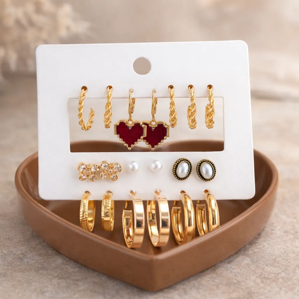 Heart & Hoops Earring Set