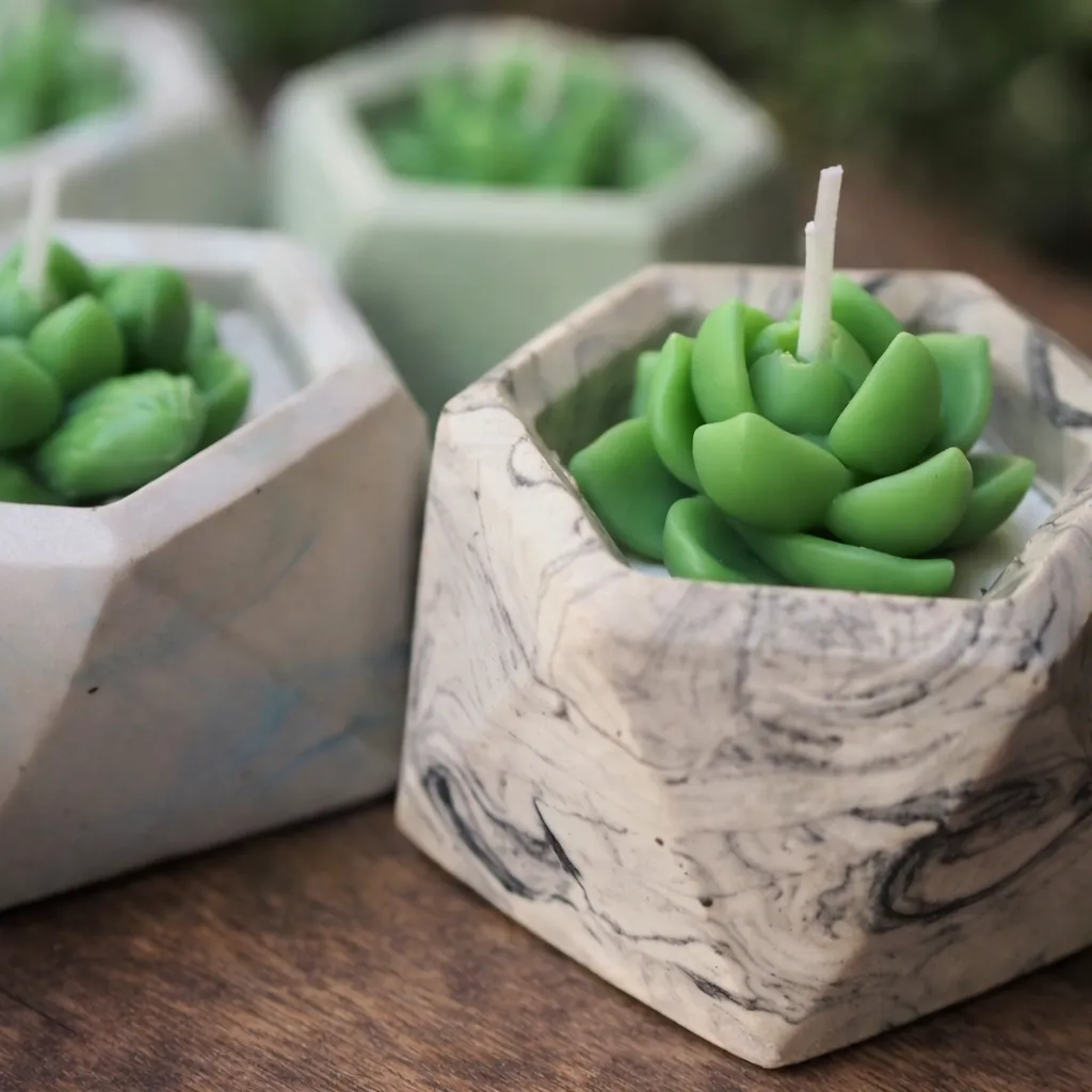 Ceramic Succulent Scented Candle