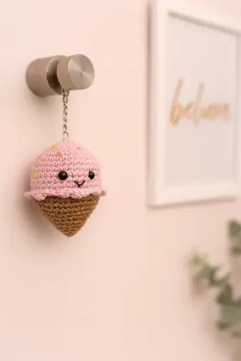 Ice-Cream Crochet Keychain