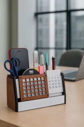 Wooden Lifetime Calendar with Organizer